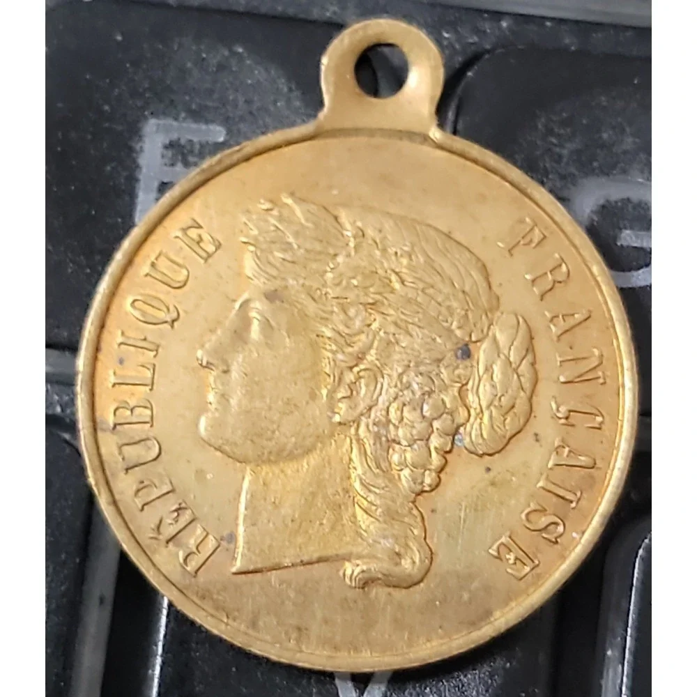 Antique 1886 French Medal Republique Francaise Cherbourg Grande Cavalcade Charm - Picture 1 of 4